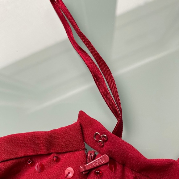 Skirt Sequence & Beads Cranberry Lined Side Zipper - Picture 5 of 5